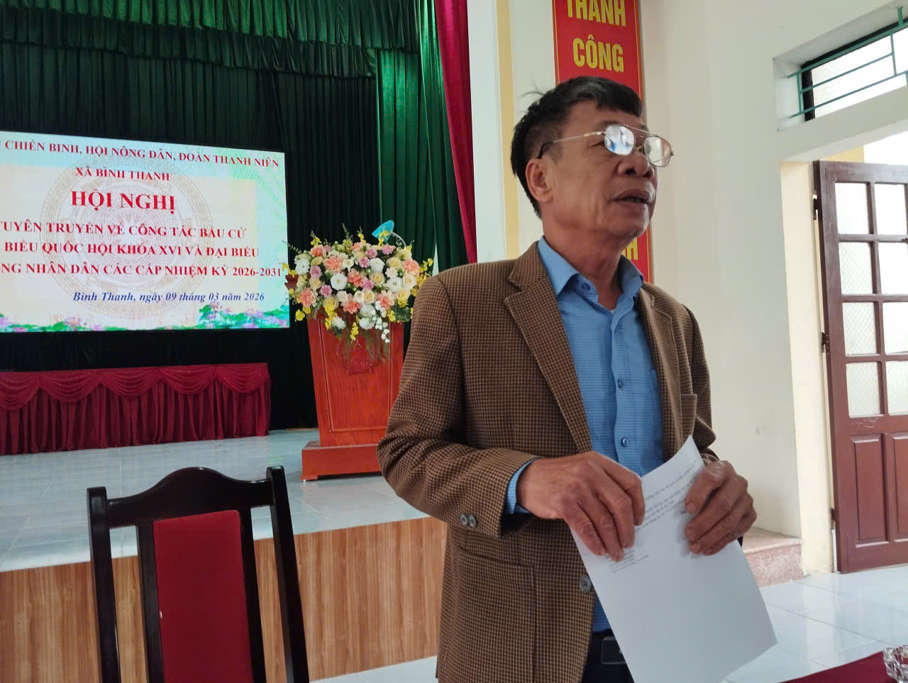 Hội CCB xã Bình Thanh phối hợp tổ chức tuyên truyền công tác bầu cử đại biểu Quốc hội và Hội đồng nhân dân các cấp, nhiệm kỳ 2026- 2031