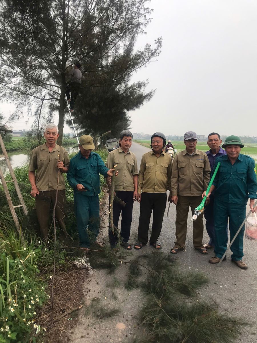 Hội CCB xã Hồng Vũ tích cực chỉnh trang tuyến đường, chào mừng 