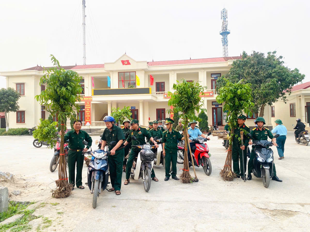 Hội CCB xã Lê Quý Đôn tích cực trồng, chăm sóc tuyến đường cây chào mừng các ngày lễ lớn